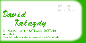 david kalazdy business card